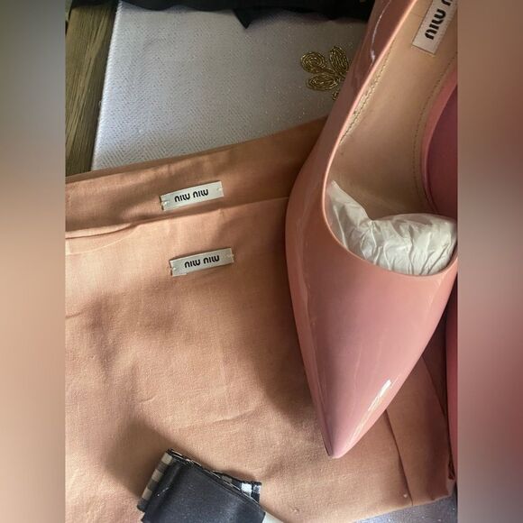 Miu Miu new pink stilettos with black and white ribbon size 41 made in Italy - Picture 4 of 15